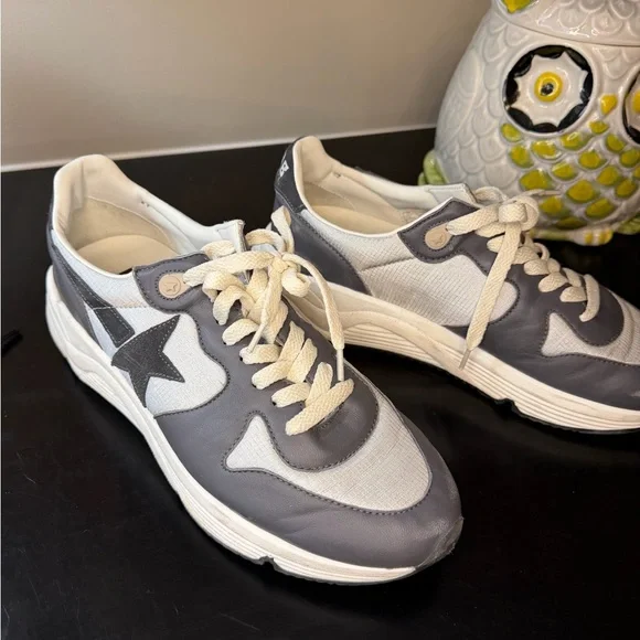 Golden Goose Men's Running Sole Sneakers in Silver, Ebony, Black